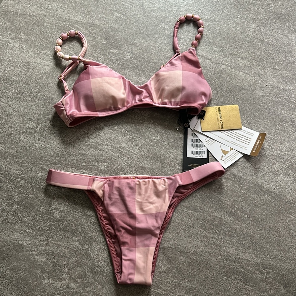 Vix Pink Checkered Bikini Set - Picture 3 of 8